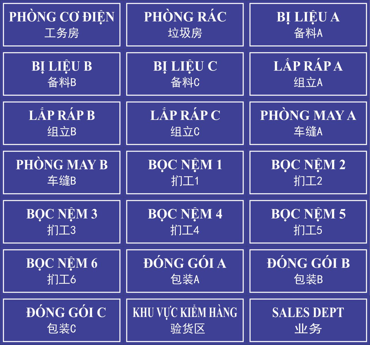 bảng mica phòng ban